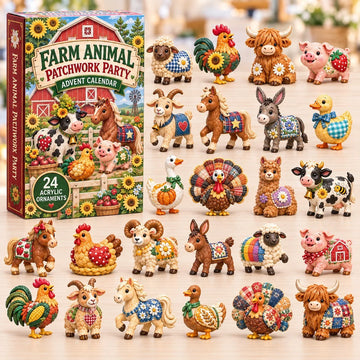 Farm Animal Party advent calendar 2026 - 24-Day Countdown, Acrylic Charms