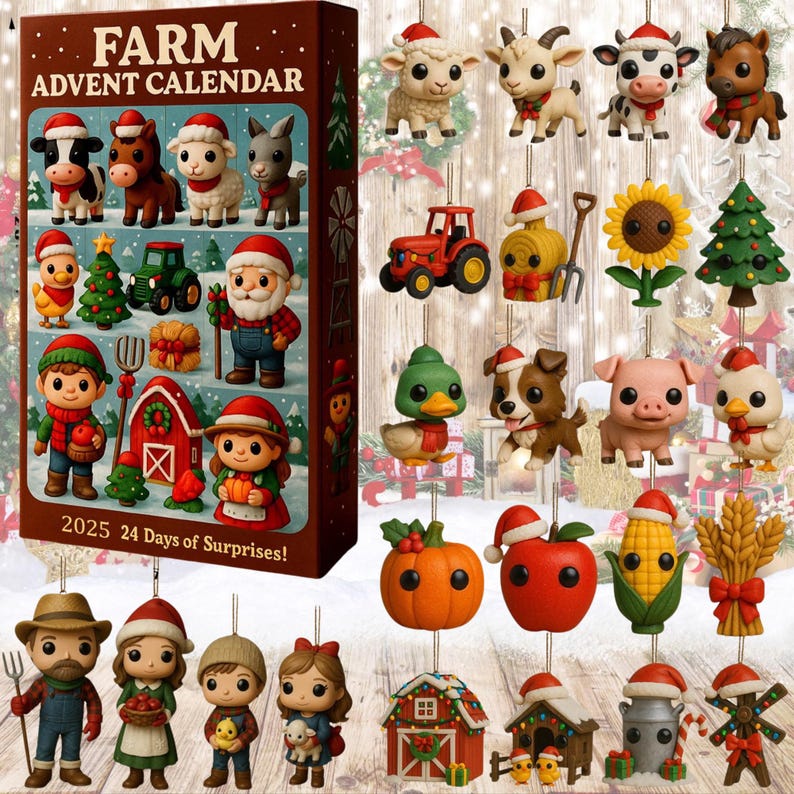 Farm Land Advent Calendar 2026 24 Days Christmas Countdown With Mini Farm Animal Figurines Fun Holiday Gift For Kids Families Decor