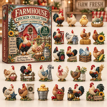 Farmhouse Chicken advent calendar 2026 - 24-Day Countdown, Acrylic Charms