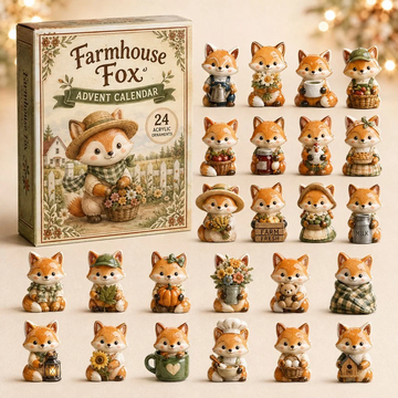Farmhouse Fox Advent Calendar 2026 - 24-Day Countdown, Acrylic Charms Every Day Bring New Suprises