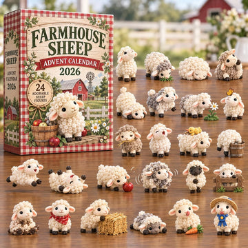 Farmhouse Sheep advent calendar 2026 - 24-Day Countdown, Acrylic Charms