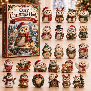 Festive Christmas Owl Advent Calendar 2026 - 24-Day Countdown, Acrylic Charms Every Day Bring New Suprises