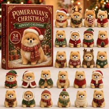Festive Pomeranian Advent Calendar 2026 - 24-Day Countdown, Acrylic Charms Every Day Bring New Suprises