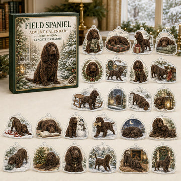 Field Spaniel Winter Advent Calendar 2026 - 24-Day Countdown, Acrylic Charms