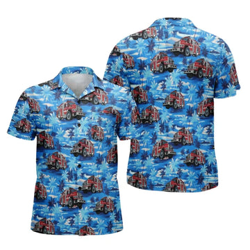 Fire Truck Blue Palm Tree Hawaiian Shirt For Men, Tropical Fire Truck Hawaiian Shirt For Firefighter HE0139