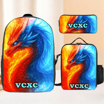 Fire And Ice Dragons Backpack – Unique Fantasy Design- Personalized Name