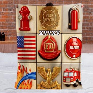 Fire Rescue Courage & Honor Firefighter Essentials - Personalized Name Blanket - Gift For Heroes and Families0001