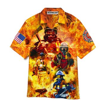 Firefighter Hawaiian Shirt, 4th Of July Independence Day Memorial Day Firefighter Family Country Feel Safe Aloha Hawaiian Shirts For Men Women Summer