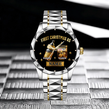 First Christmas As Daddy_ Family Of..._Father Of...Customized Watch - Personalized Name and Title - Gift For Him, Daddy, Husband