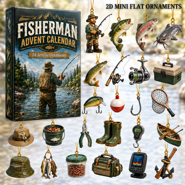Fisherman Advent Calendar 2026 24 Day Festive Countdown Acrylic Charms Blind Box Gift For Fishing Lovers
