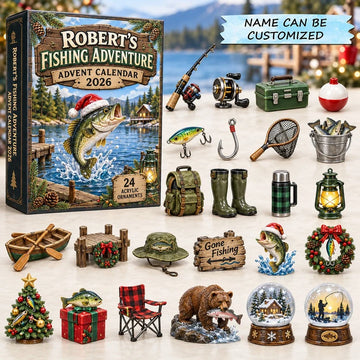 Fishing Adventure Advent Calendar 2026 - 24-Day Countdown, Acrylic Charms
