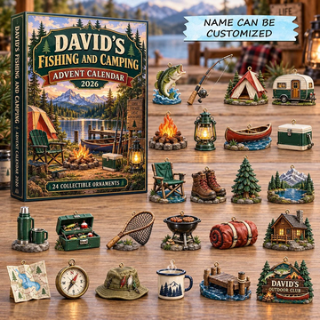 Fishing Camping Advent Calendar 2026 - 24-Day Countdown, Acrylic Charms Every Day Bring New Suprises