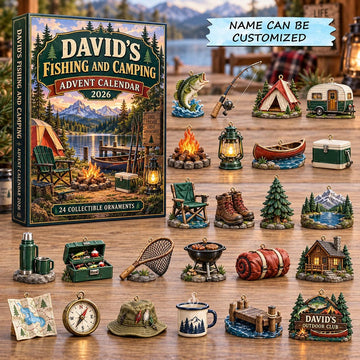 Fishing Camping advent calendar 2026 - 24-Day Countdown, Acrylic Charms