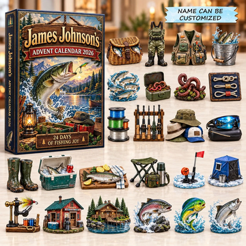 Fishing Joy Advent Calendar 2026 - 24-Day Countdown, Acrylic Charms Every Day Bring New Suprises