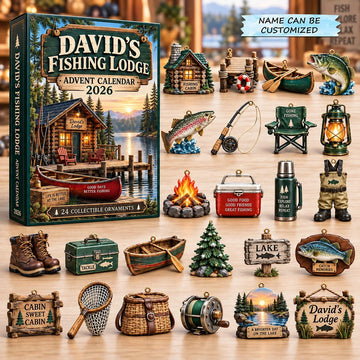 Fishing Lodge advent calendar 2026 - 24-Day Countdown, Acrylic Charms