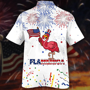 Flamingo American Aloha Hawaiian Shirts For Summer, Happy Independence Day Flamerica Aloha Hawaiian Shirt For Men Women, Gift Fourth Of July