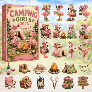 Flamingo Camping Girls Advent Calendar 2026 - 24-Day Countdown, Acrylic Charms Every Day Bring New Suprises