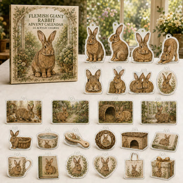 Flemish Giant Rabbit Advent Calendar 2026 - 24-Day Countdown, Acrylic Charms