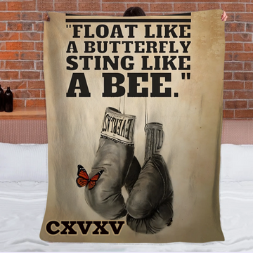 🥊Float Like A Butterfly Sting Like A Bee - Personalized Name Blanket - Boxing Enthusiast Gift