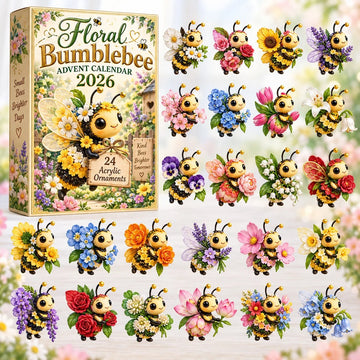 Floral Bumblebee Advent Calendar 2026 - 24-Day Countdown, Acrylic Charms