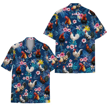Floral Chicken Hawaiian Shirt For Men Women, Tropical Chicken Lover Hawaiian Shirt HE0473