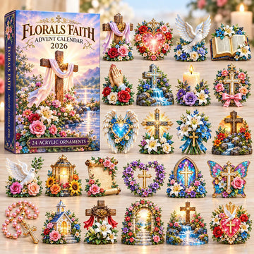 Floral Christian Faith advent calendar 2026 - 24-Day Countdown, Acrylic Charms