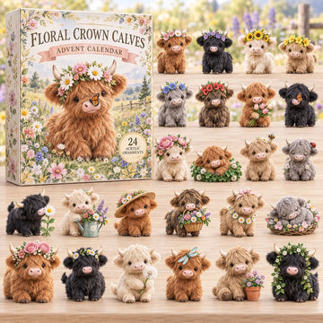 Floral Crown Calves Advent Calendar 2026 - 24-Day Countdown, Acrylic Charms