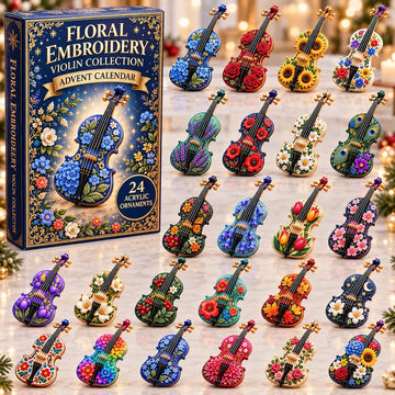 Floral Violin Advent Calendar 2026 - 24-Day Countdown, Acrylic Charms