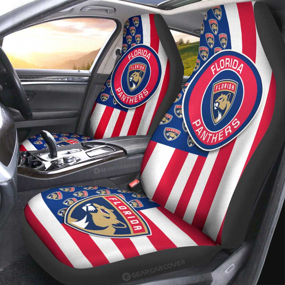 Florida Panthers Car Seat Covers Custom US Flag Style