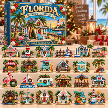 Florida Sunshine Advent Calendar 2026 - 24-Day Countdown, Acrylic Charms