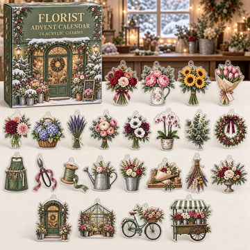 Florist Advent Calendar 2026 - 24-Day Countdown, Acrylic Charms