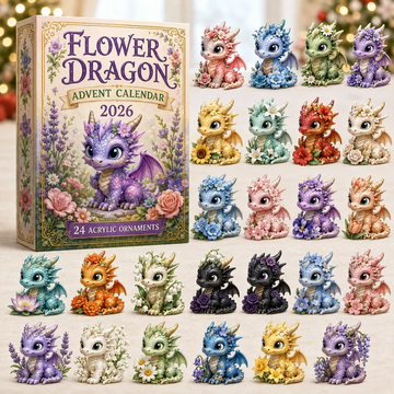Flower Dragon Advent Calendar 2026 - 24-Day Countdown, Acrylic Charms Every Day Bring New Suprises