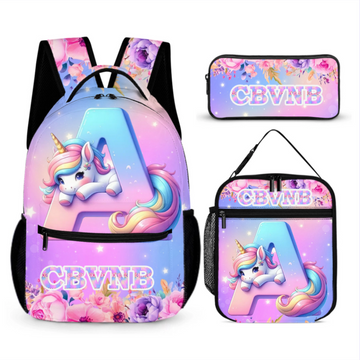 Flower Unicorn Custom Backpack - Personalized Initial and Name - Fashionable Items