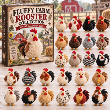 Fluffy Rooster advent calendar 2026 - 24-Day Countdown, Acrylic Charms