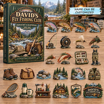 Fly Fishing advent calendar 2026 - 24-Day Countdown, Acrylic Charms