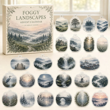 Foggy Landscapes Advent Calendar 2026 - 24-Day Countdown, Acrylic Charms
