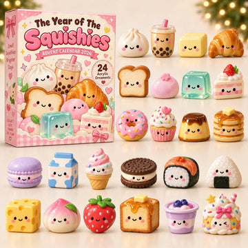 Food Squishy Advent Calendar 2026 - 24-Day Countdown, Acrylic Charms