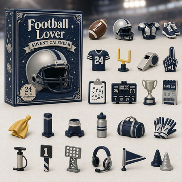 Football Blue Theme Advent Calendar 2026 - 24-Day Countdown, Acrylic Charms Every Day Bring New Suprises