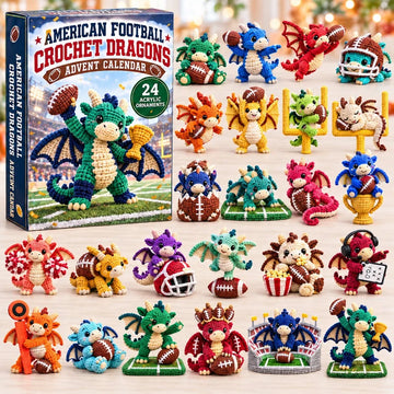 Football Crochet Dragon Advent Calendar 2026 - 24-Day Countdown, Acrylic Charms