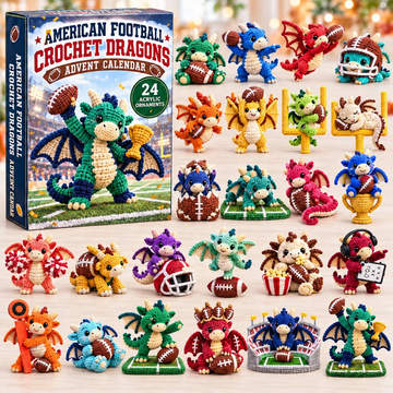 Football Crochet Dragon Advent Calendar 2026 - 24-Day Countdown, Acrylic Charms Every Day Bring New Suprises