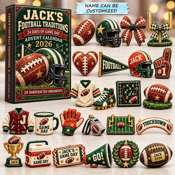 Football Game Day Traditions Advent Calendar 2026 - 24-Day Countdown, Acrylic Charms