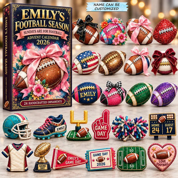 Football Season Girl Advent Calendar 2026 - 24-Day Countdown, Acrylic Charms