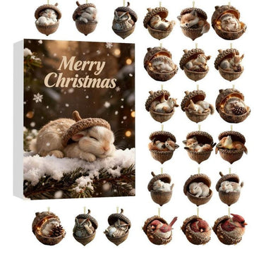Forest Animal Acorn Advent Calendar Christmas Cone Animal Hanging Ornament Gift Gift For Nature Lovers Christmas Countdown Calendar