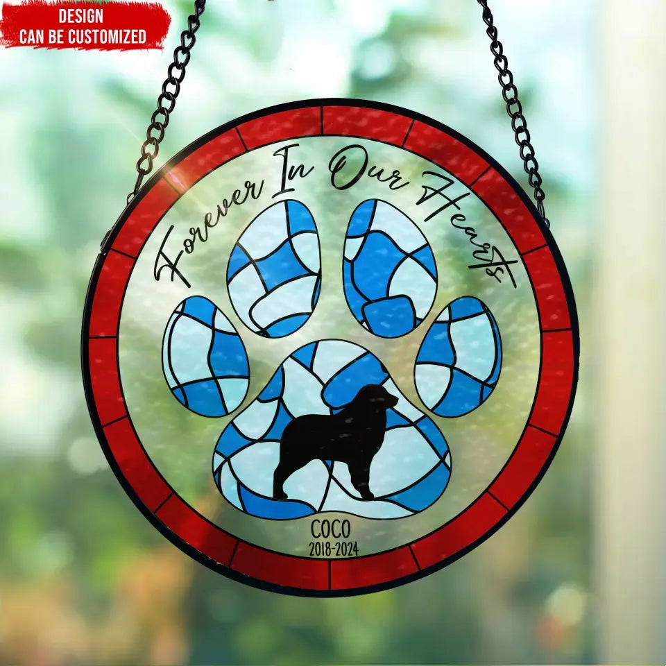 Forever In Our Hearts Personalized Window Stained Glass Hanging Suncatcher