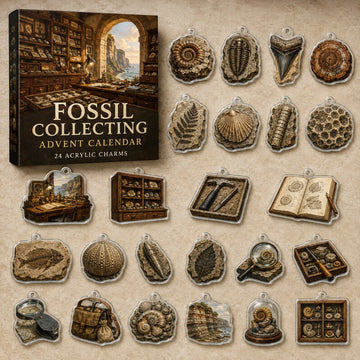 Fossil Collecting Advent Calendar 2026 - 24-Day Countdown, Acrylic Charms