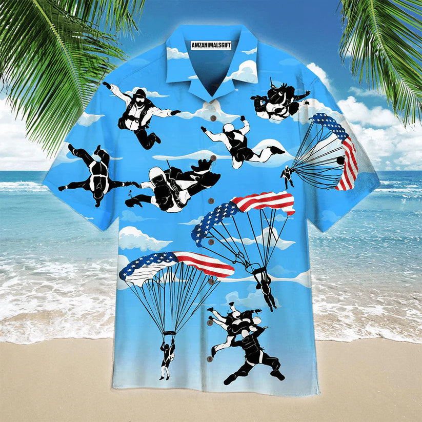 Free Skydiving American Flag Patriotism Aloha Hawaiian Shirts For Men Women, 4th July Gift For Summer, Friend, Family, Independence Day