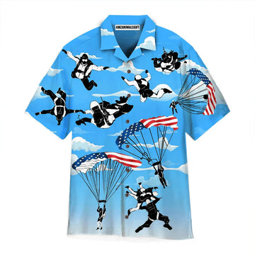 Free Skydiving American Flag Patriotism Aloha Hawaiian Shirts For Men Women, 4th July Gift For Summer, Friend, Family, Independence Day