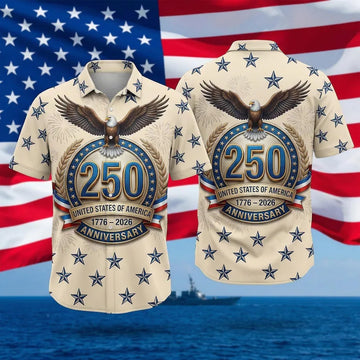 Freedom 250th Anniversary Hawaiian Shirt,USA 250 Years Independence Apparel,1776–2026 America Anniversary,Patriotic Freedom
