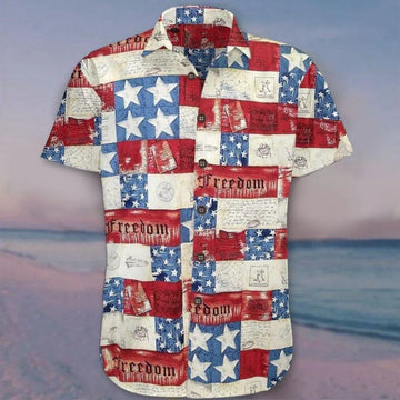 Freedom American Flag Patriotic Aloha Hawaiian Shirts For Men Women, 4th July Gift For Summer, Friend, Family, Independence Day