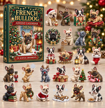 French Bulldog Christmas Advent Calendar 2026 - 24-Day Countdown, Acrylic Charms